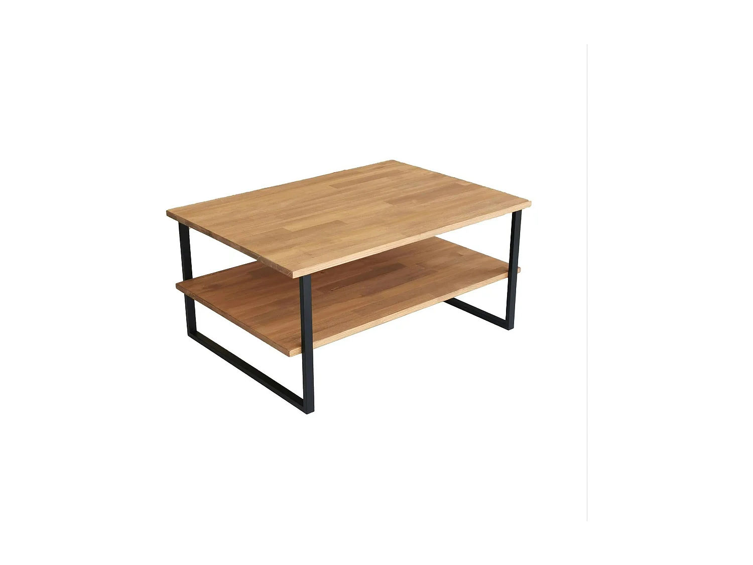 Table basse avec rangement - bois clair et métal OTRENTO