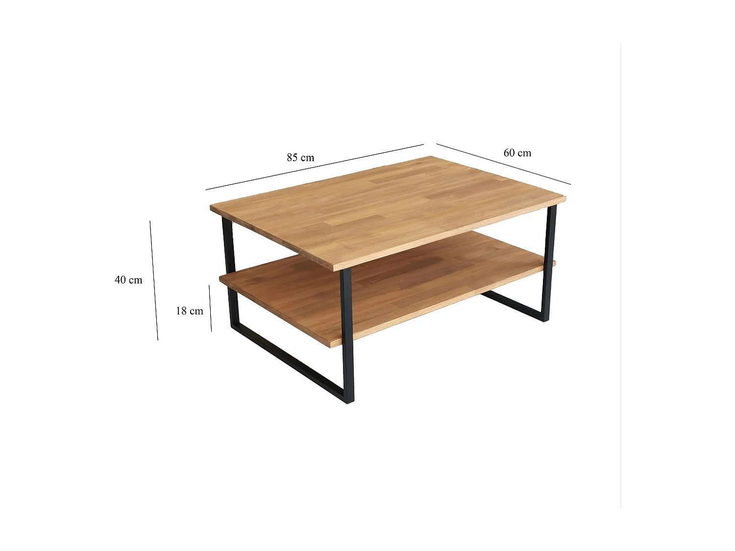Table basse avec rangement - bois clair et métal OTRENTO