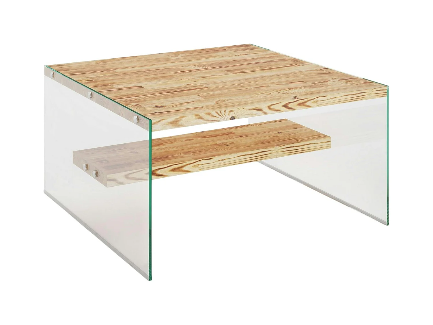 Table basse verre et bois - plateaux clairs suspendus LHASA