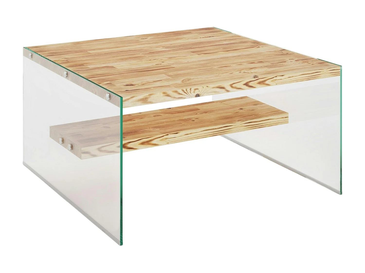 Table basse verre et bois - plateaux clairs suspendus LHASA