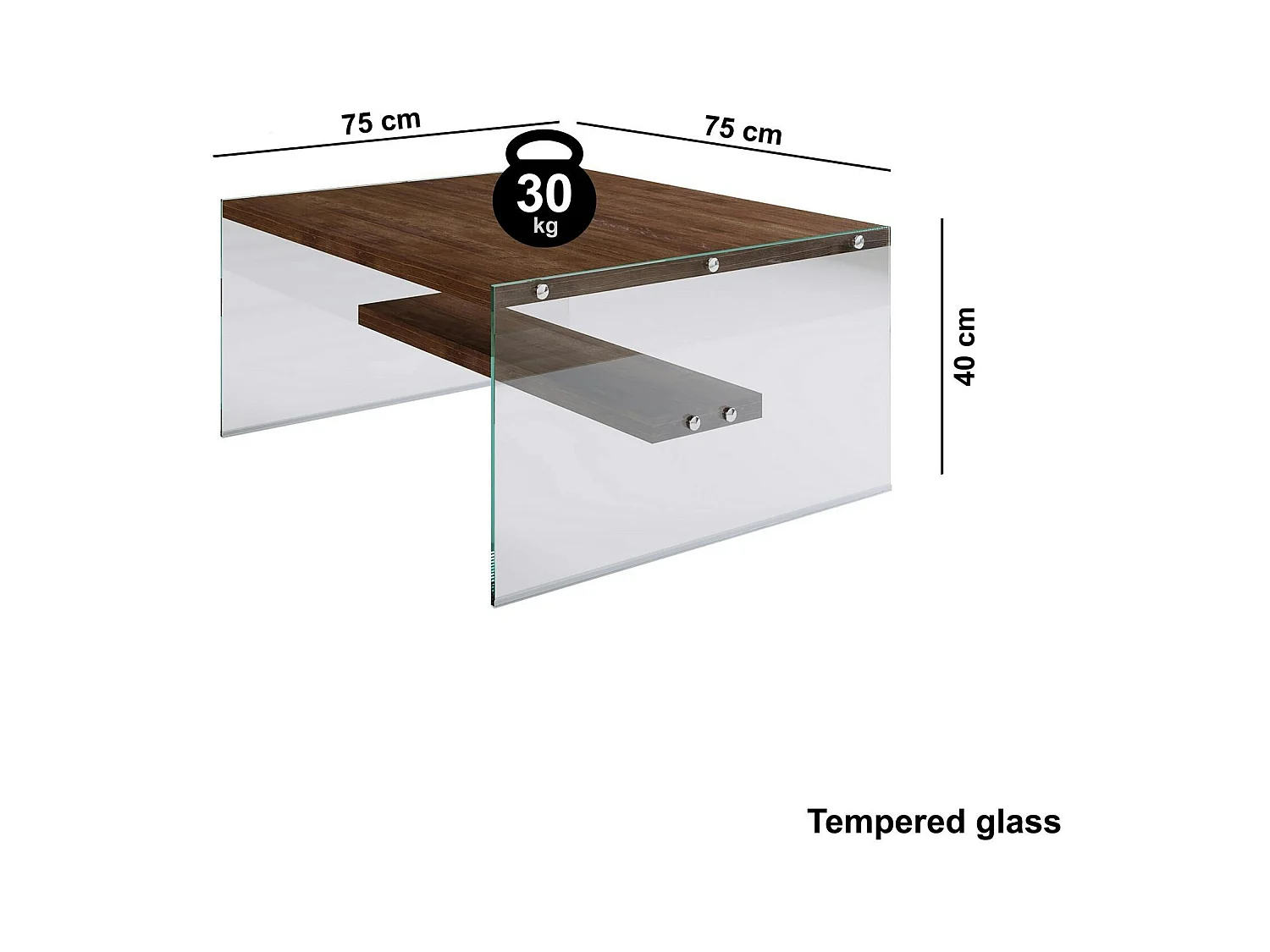 Table basse verre et bois - plateaux bruns suspendus LHASA