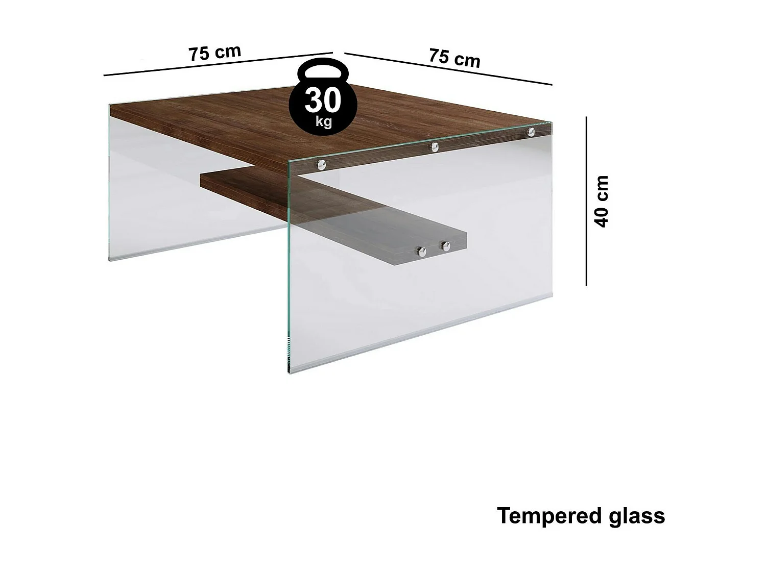 Table basse verre et bois - plateaux bruns suspendus LHASA