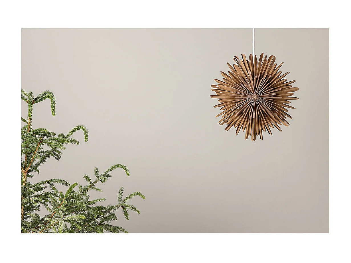 Lámpara colgante estrella de Navidad Sälen con papel claro Ø35cm color marrón.