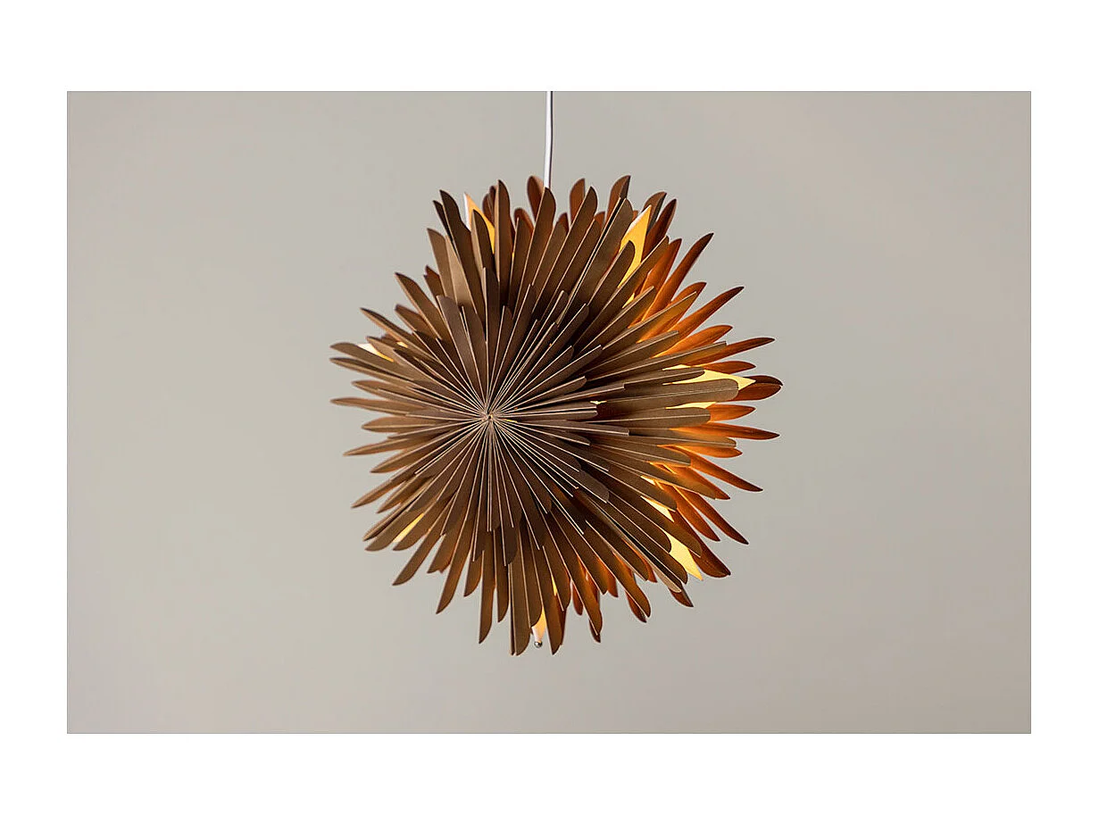 Lámpara colgante estrella de Navidad Sälen con papel claro Ø35cm color marrón.