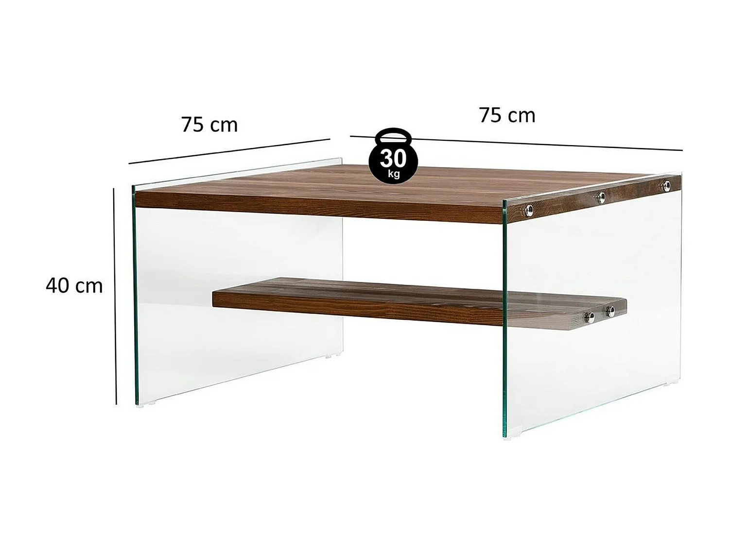 Table basse verre et bois - plateaux marrons suspendus LHASA