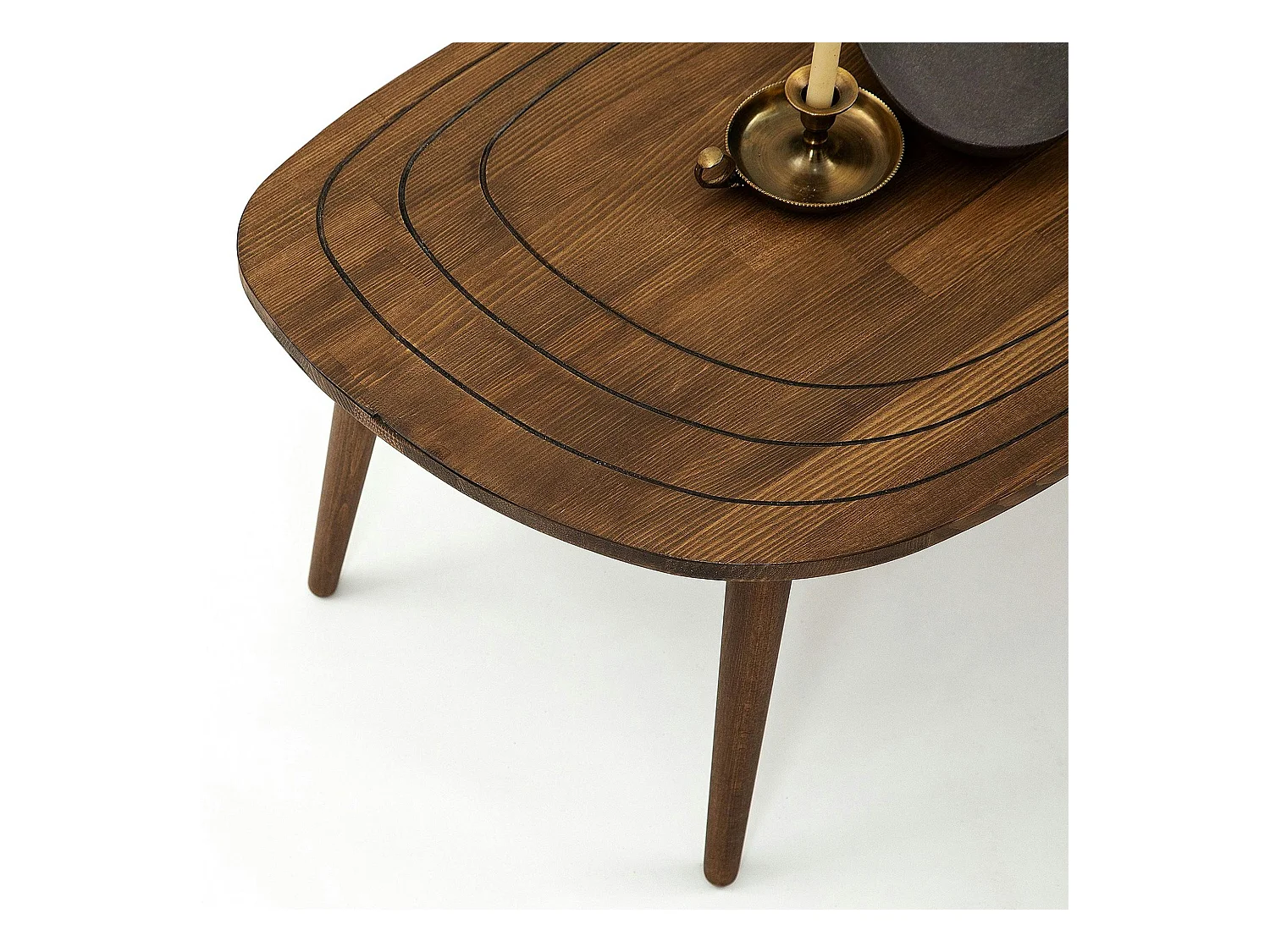 Table basse design en bois foncé - effet tronc d'arbre BOMA