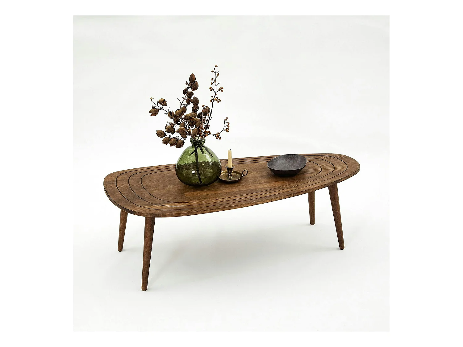 Table basse design en bois foncé - effet tronc d'arbre BOMA