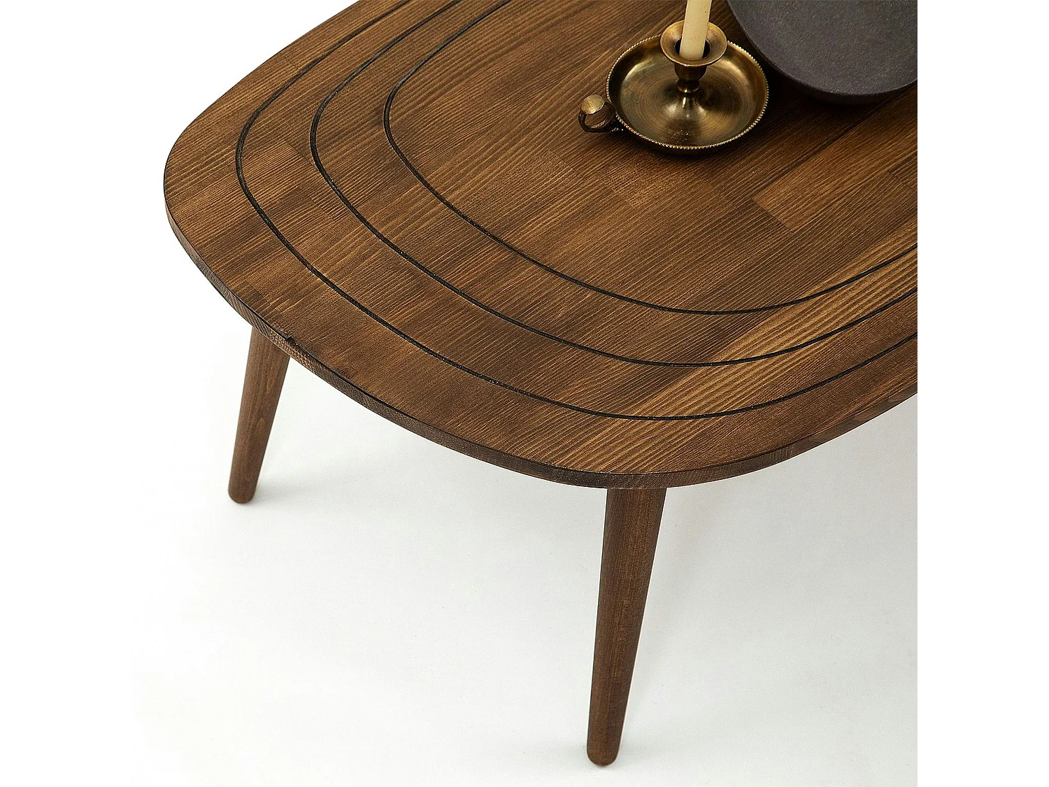 Table basse design en bois foncé - effet tronc d'arbre BOMA