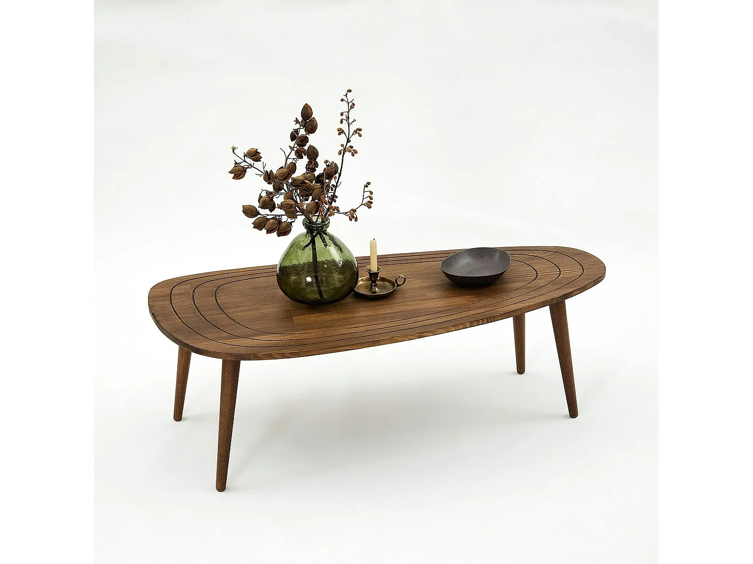Table basse design en bois foncé - effet tronc d'arbre BOMA