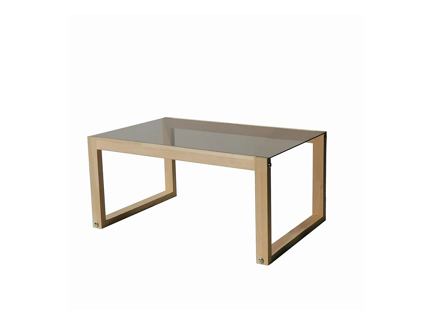 Table basse verre fumé et bois clair - forme rectangle LHASA