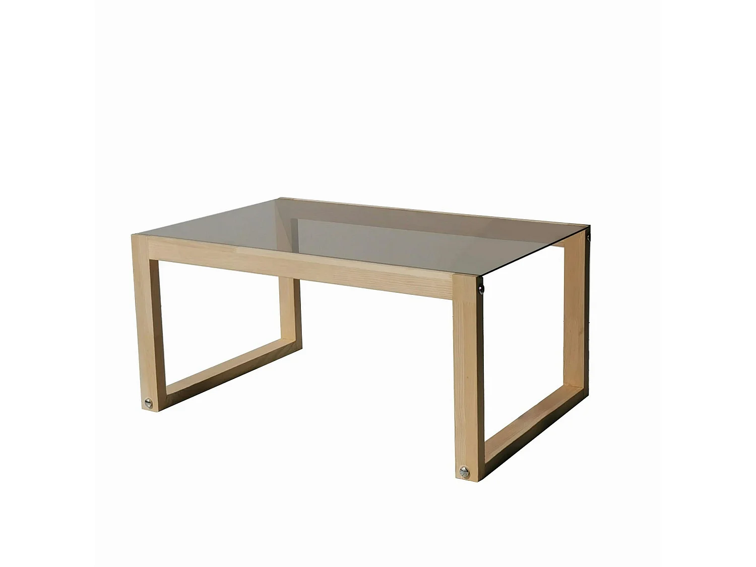 Table basse verre fumé et bois clair - forme rectangle LHASA