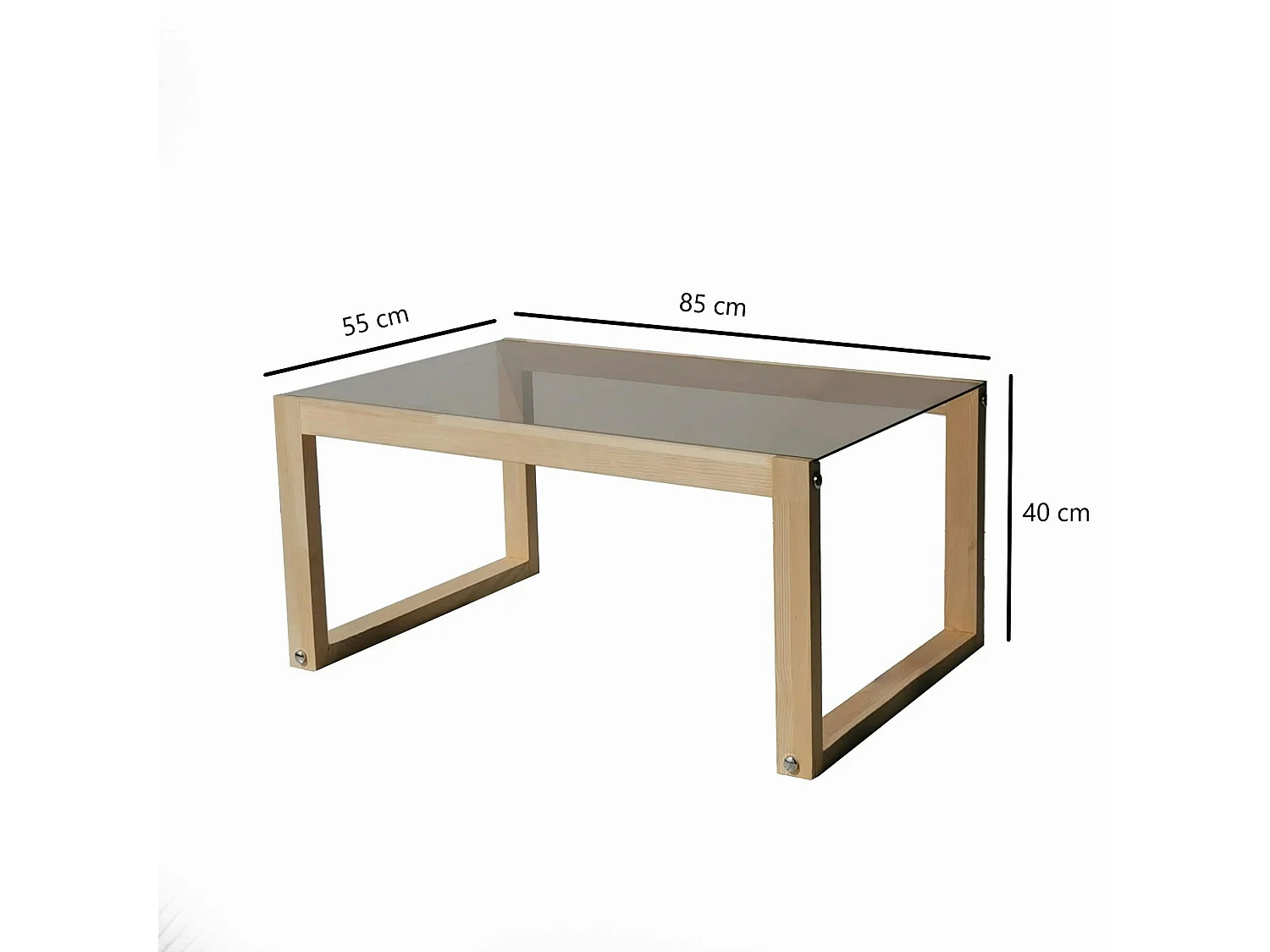 Table basse verre fumé et bois clair - forme rectangle LHASA