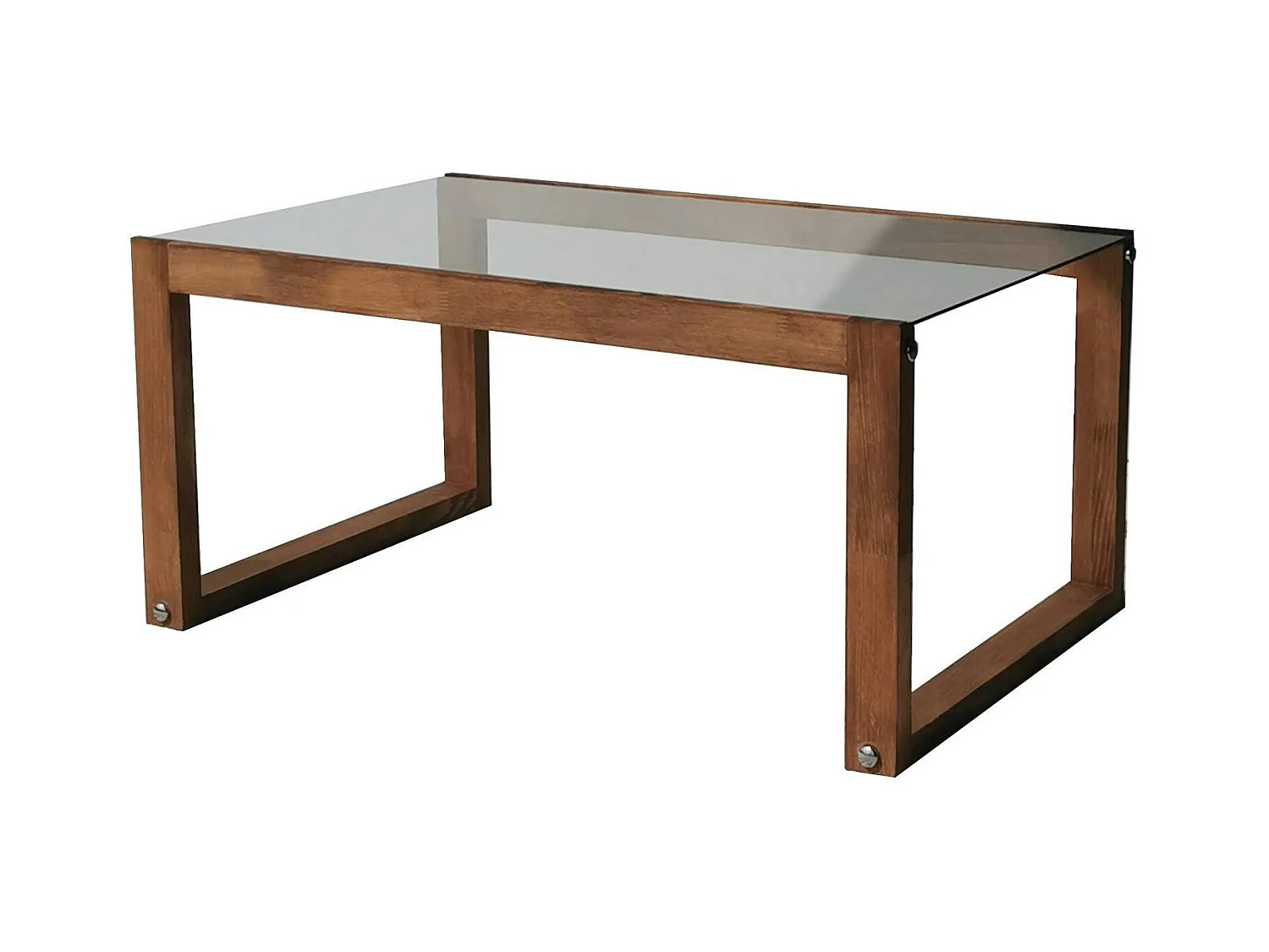 Table basse verre et bois brun - forme rectangle LHASA