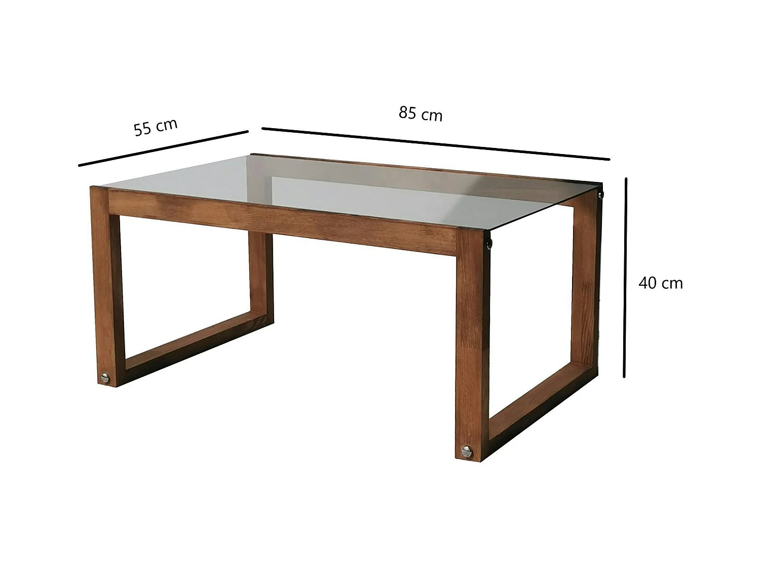 Table basse verre et bois brun - forme rectangle LHASA
