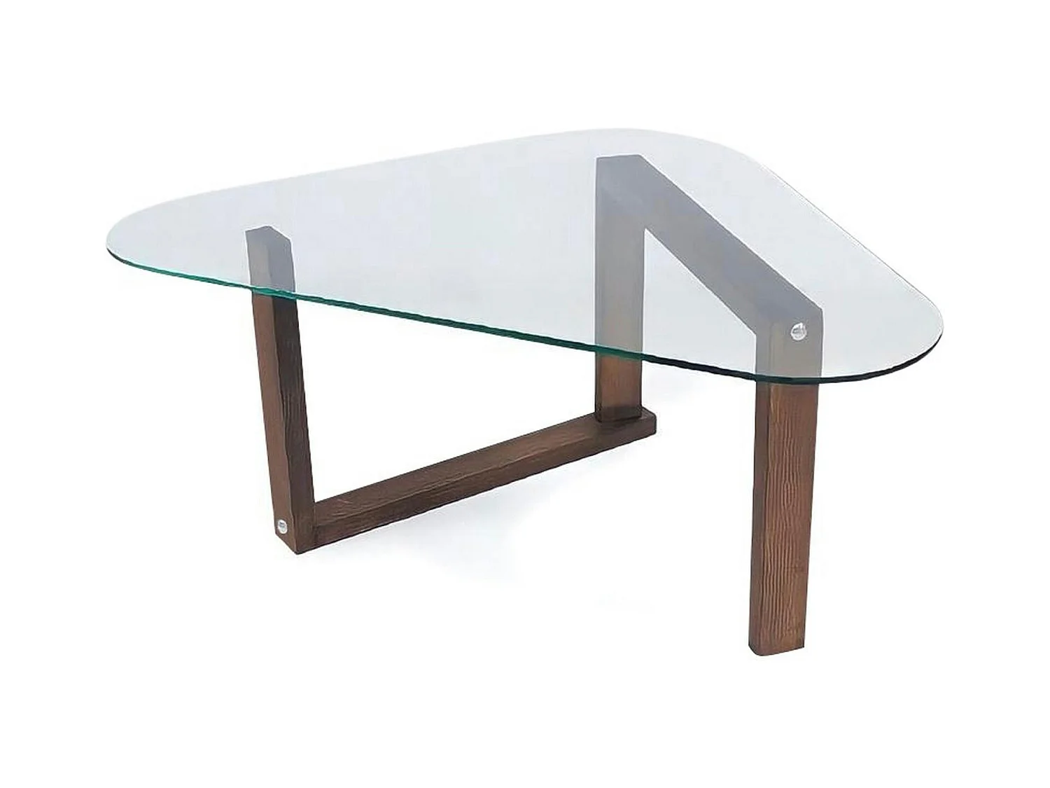 Table basse en verre forme triangulaire - pied labyrinthe ANZIO