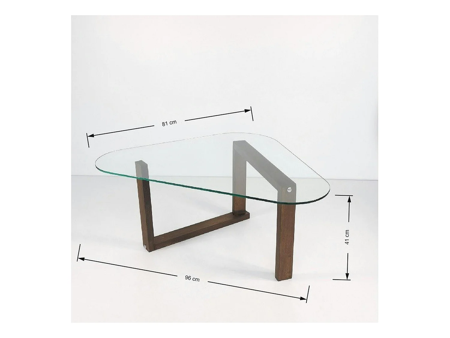 Table basse en verre forme triangulaire - pied labyrinthe ANZIO