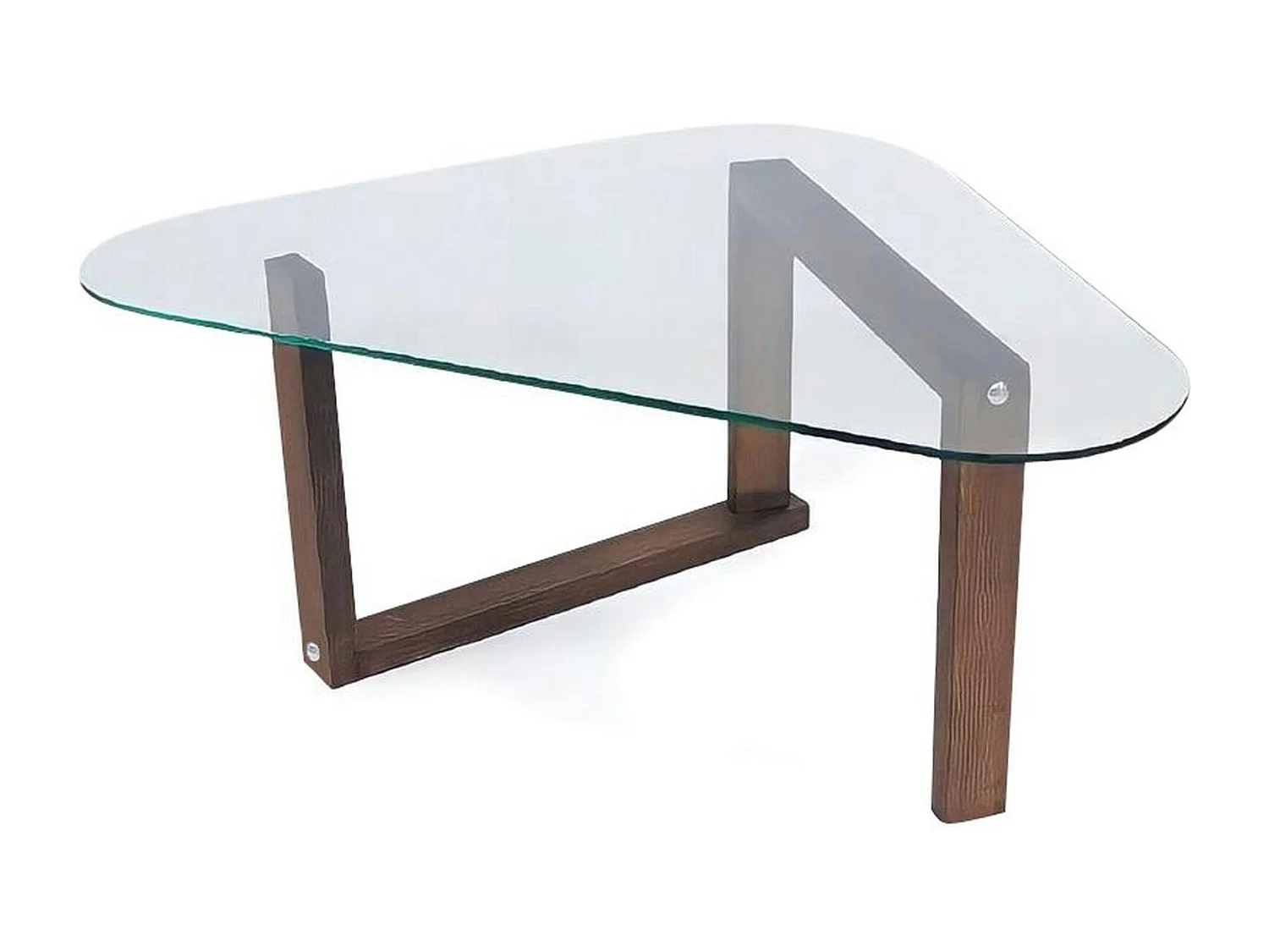 Table basse en verre forme triangulaire - pied labyrinthe ANZIO