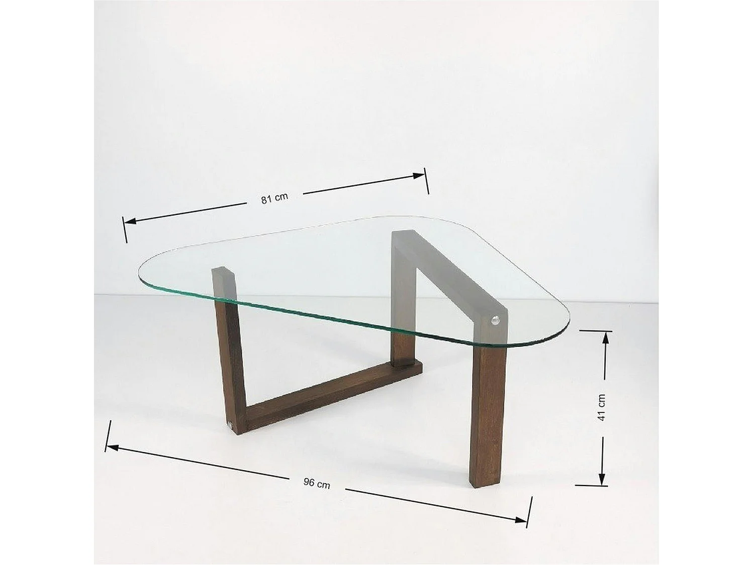 Table basse en verre forme triangulaire - pied labyrinthe ANZIO