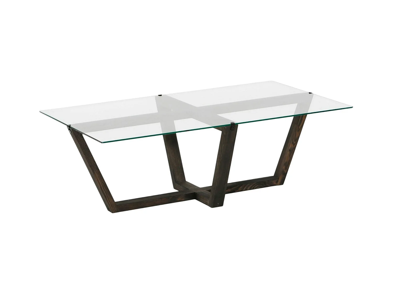 Table basse verre trempé - pied croisé en bois gris foncé LHASA