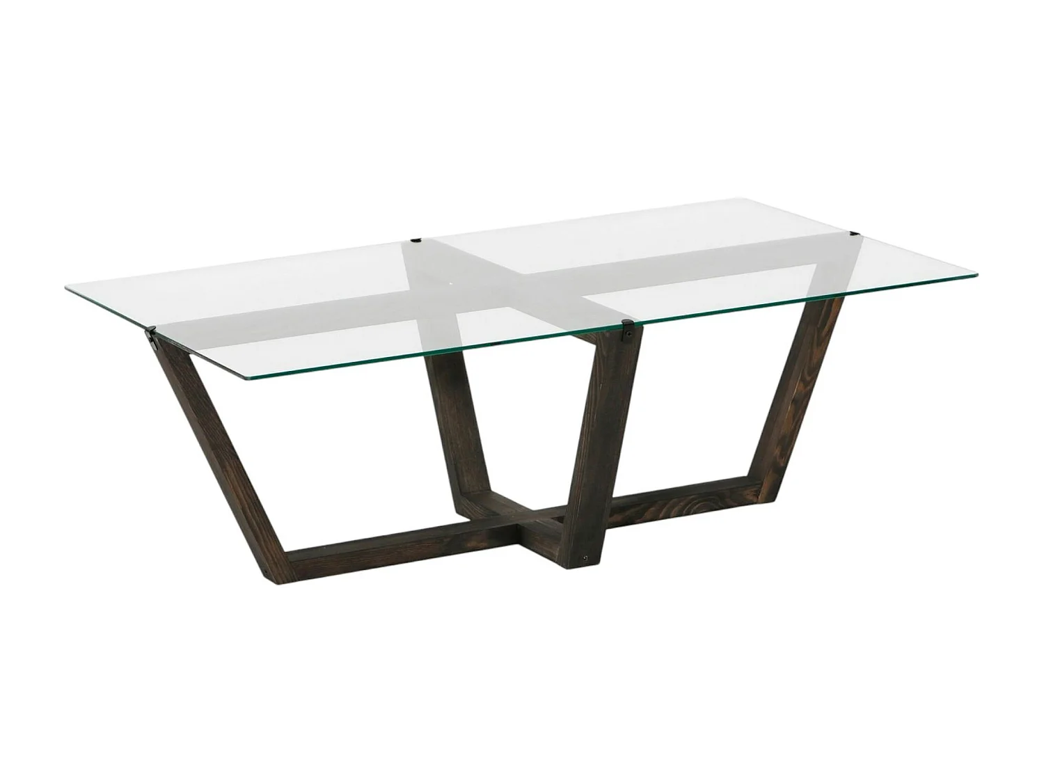 Table basse verre trempé - pied croisé en bois gris foncé LHASA