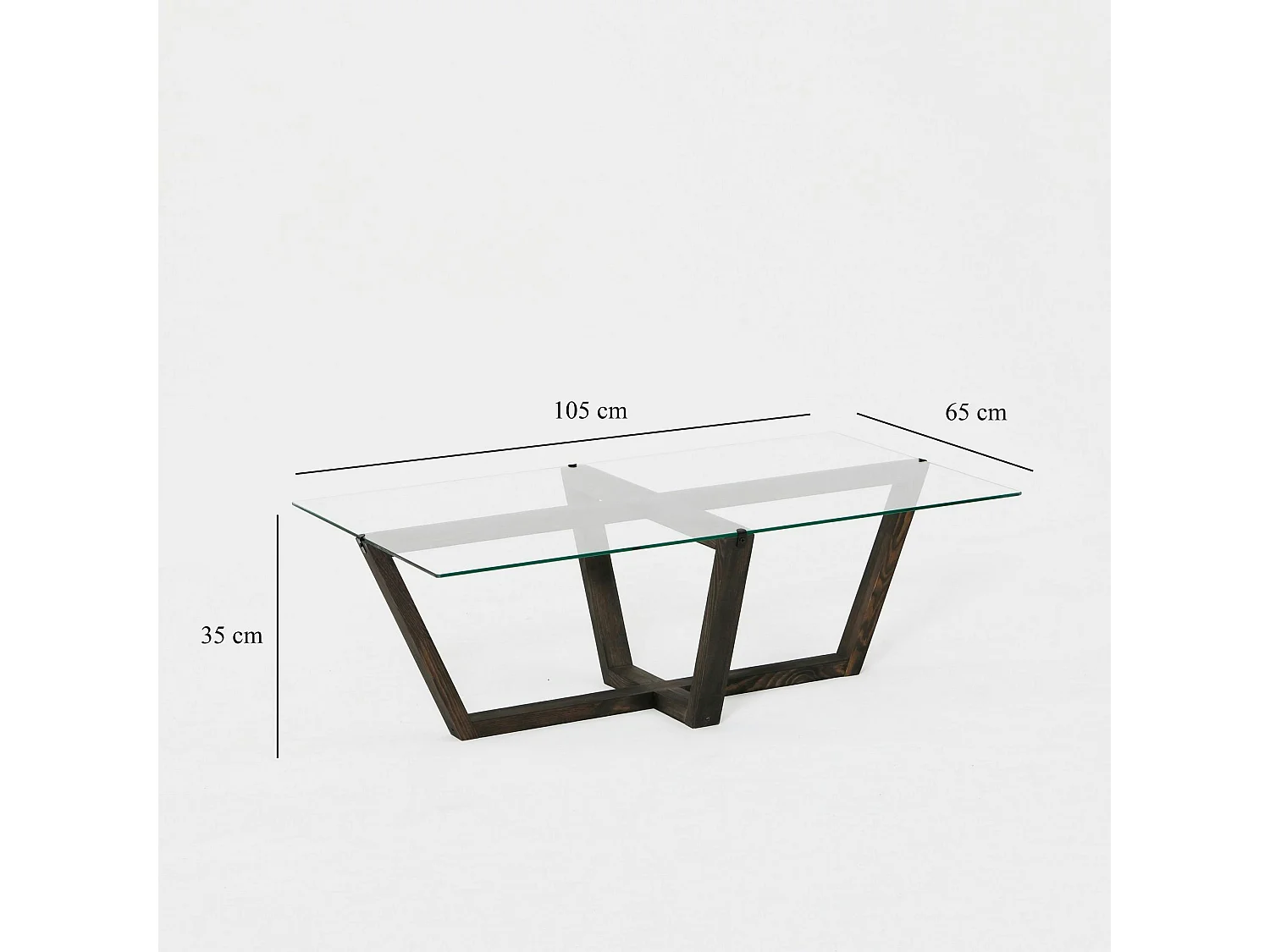 Table basse verre trempé - pied croisé en bois gris foncé LHASA