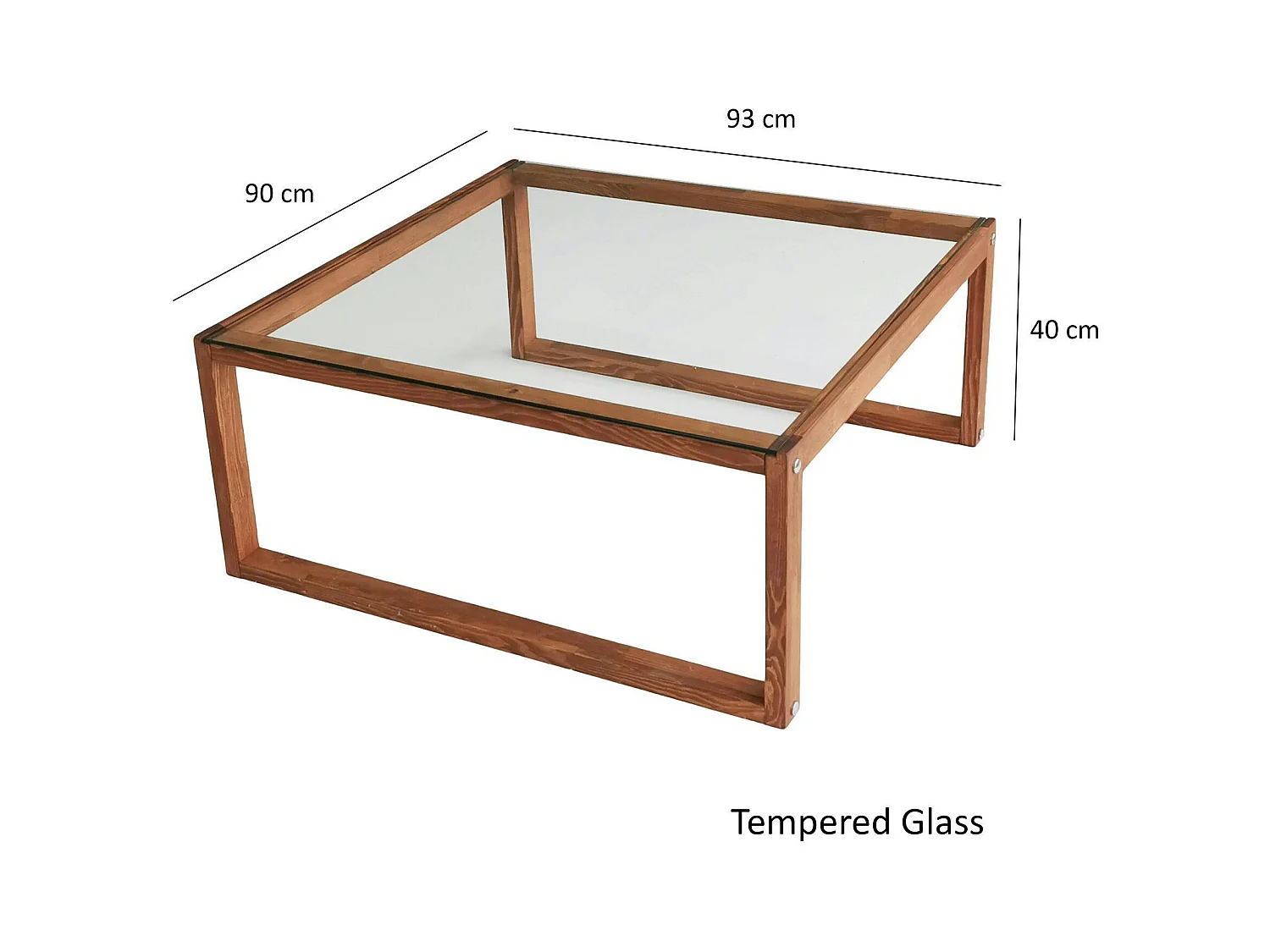Table basse carrée en verre et bois brun LHASA