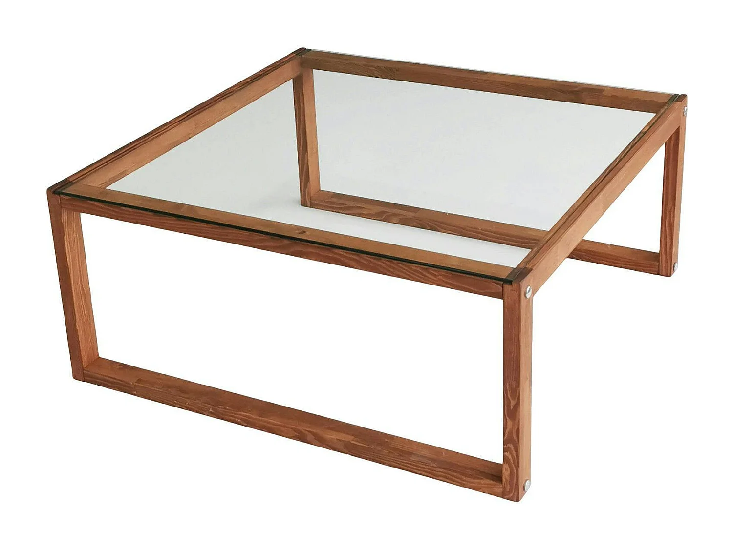 Table basse carrée en verre et bois brun LHASA