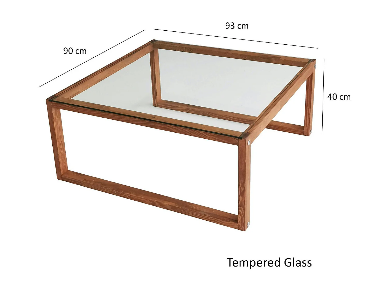 Table basse carrée en verre et bois brun LHASA