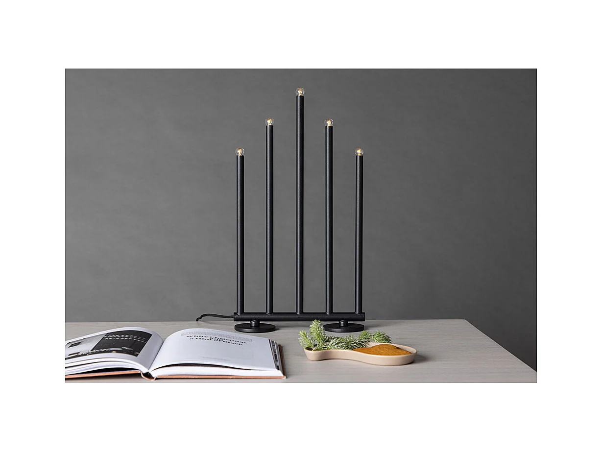 Soporte de adviento eléctrico Björnfjället con 5 luces, color negro.