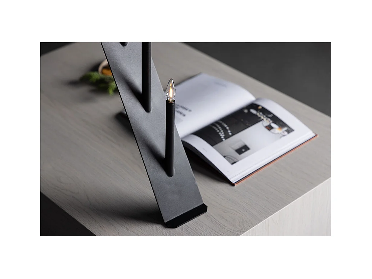 Lampe à Poser Bougeoir Déco "Are" 64cm Noir