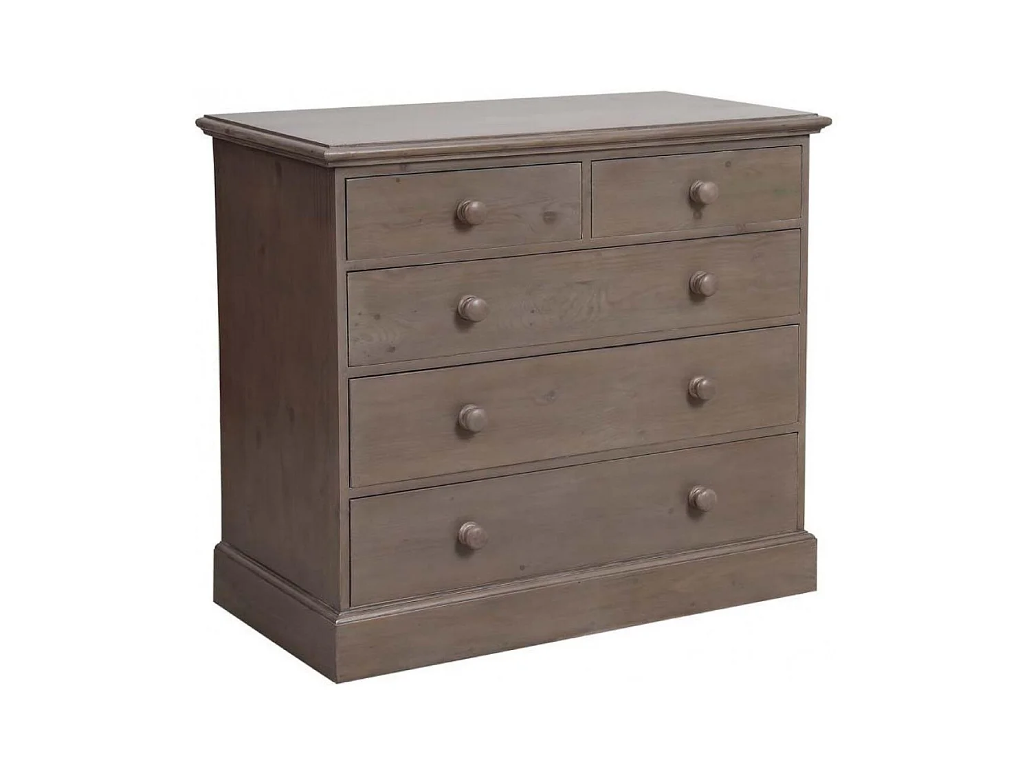 Commode 5 tiroirs en épicéa brun fumé grisé Bois Marron - Natural Interior's