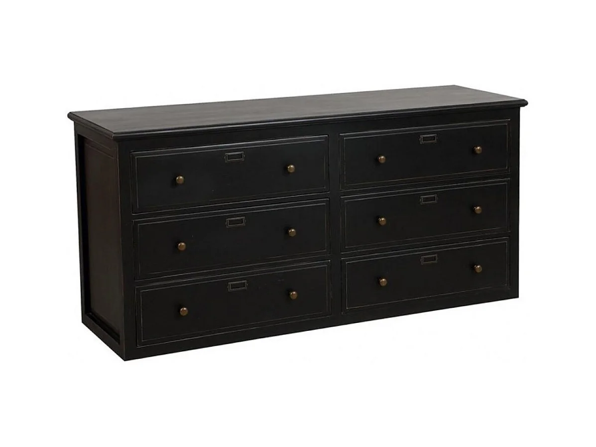 Caisson noir 6 tiroirs Bois Noir - Manoir Interior's