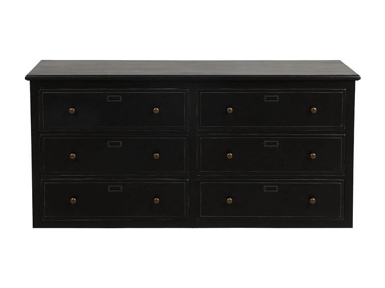 Caisson noir 6 tiroirs Bois Noir - Manoir Interior's