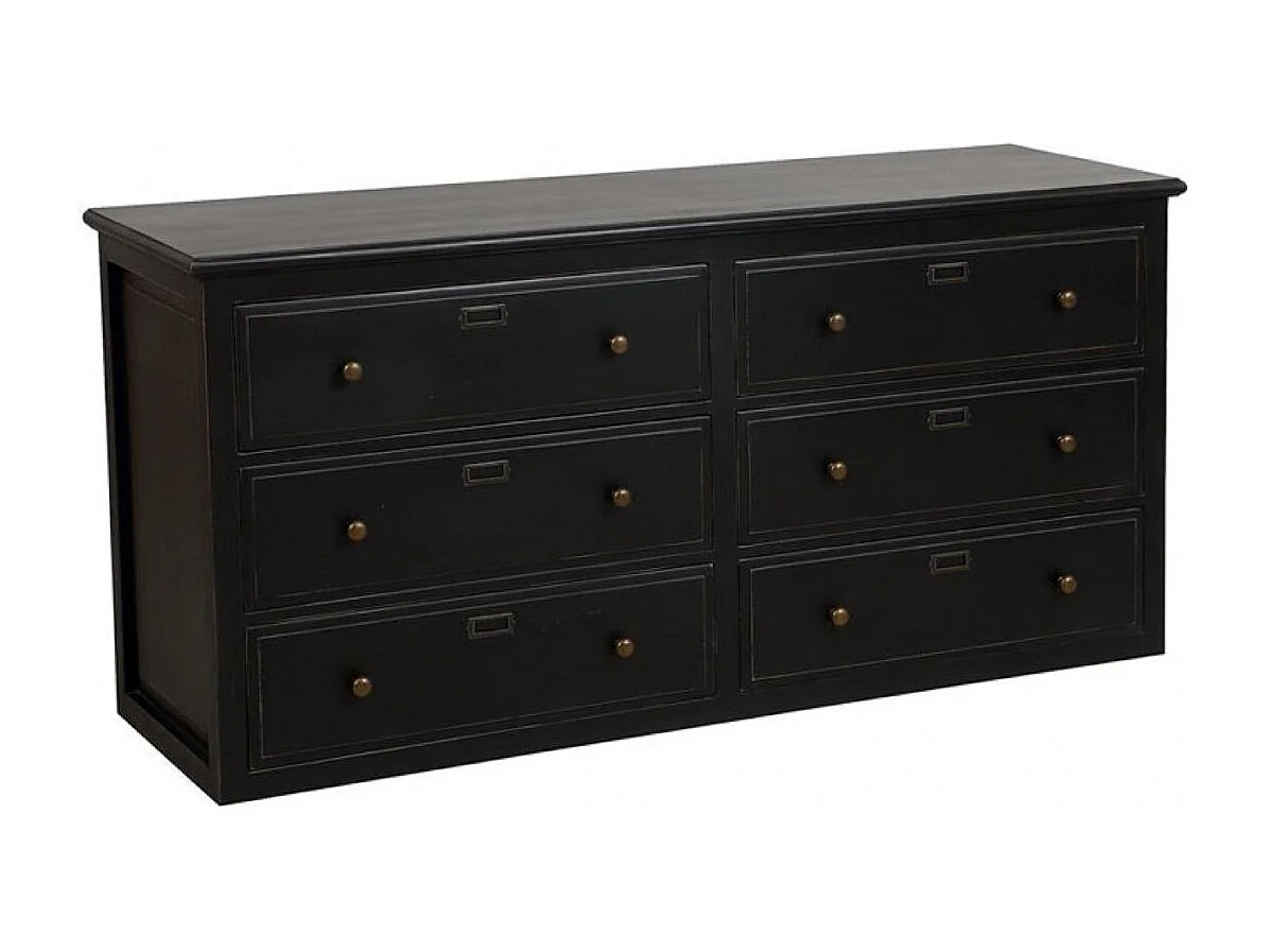 Caisson noir 6 tiroirs Bois Noir - Manoir Interior's