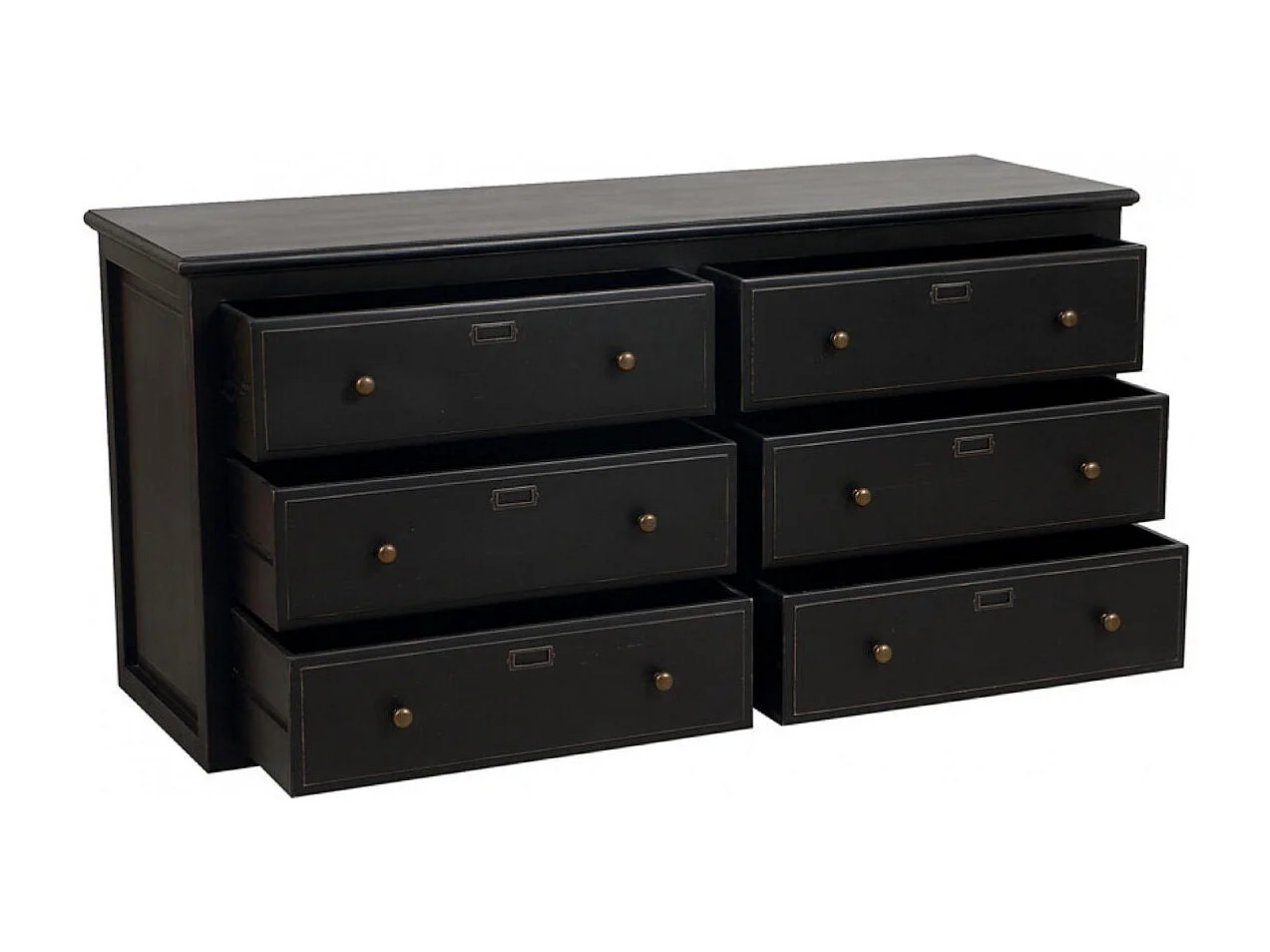 Caisson noir 6 tiroirs Bois Noir - Manoir Interior's