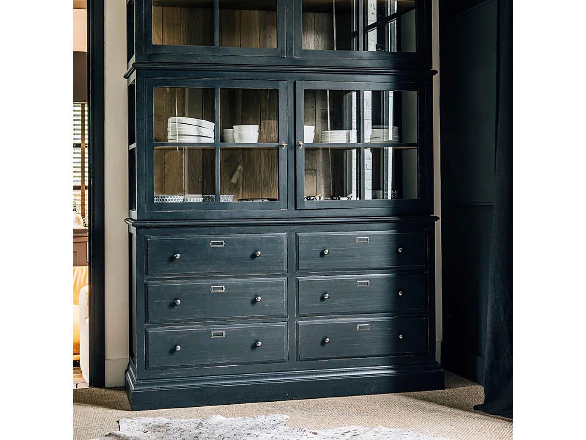 Caisson noir 6 tiroirs Bois Noir - Manoir Interior's