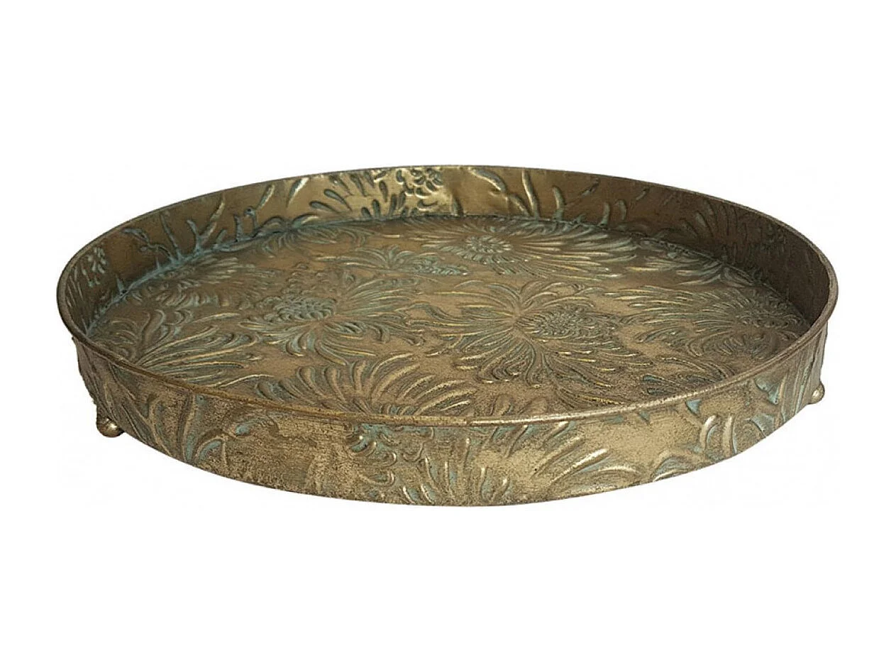 Plateau en laiton fleurs Métal Or - Charme Interior's