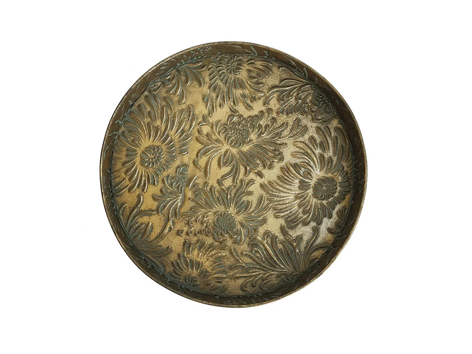 Plateau en laiton fleurs Métal Or - Charme Interior's