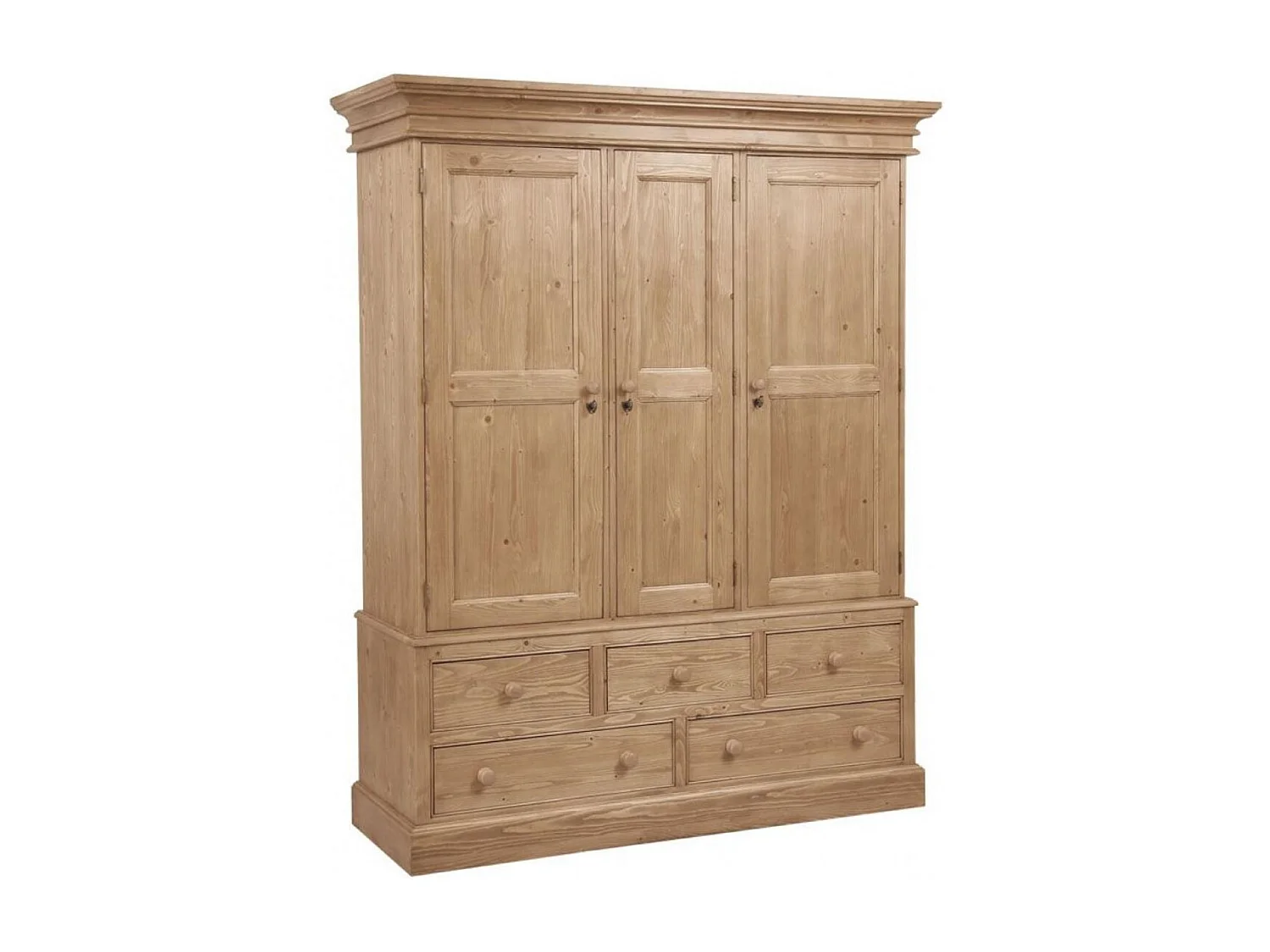 Armoire penderie 3 portes 5 tiroirs Bois Naturel - Natural Interior's