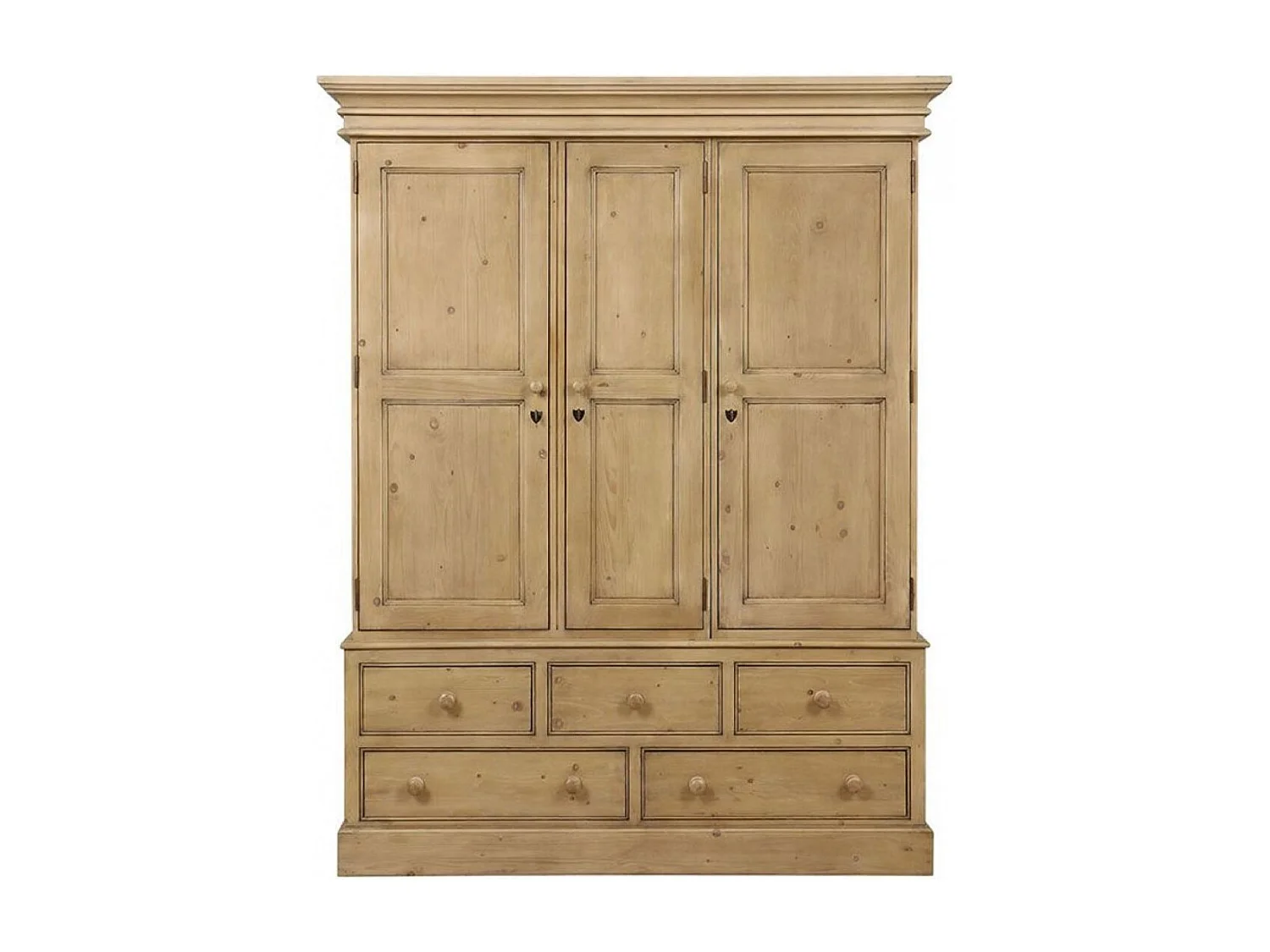 Armoire penderie 3 portes 5 tiroirs Bois Naturel - Natural Interior's