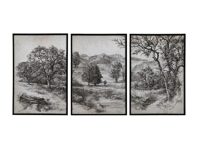 Triptyque toile de jouy Bois Multicolore - Classique Chic Interior's