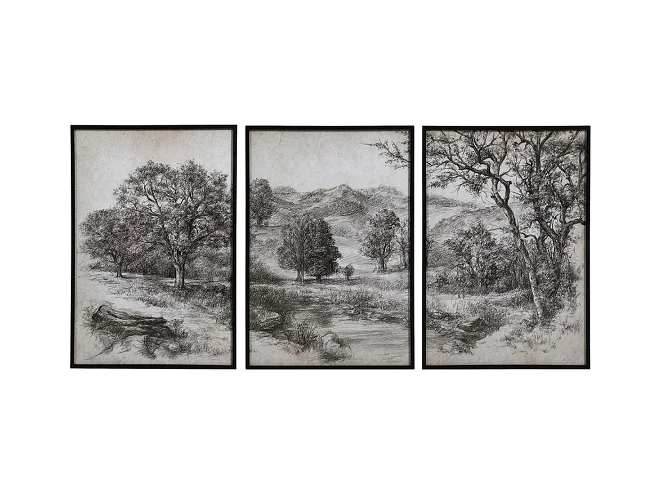 Triptyque toile de jouy Bois Multicolore - Classique Chic Interior's