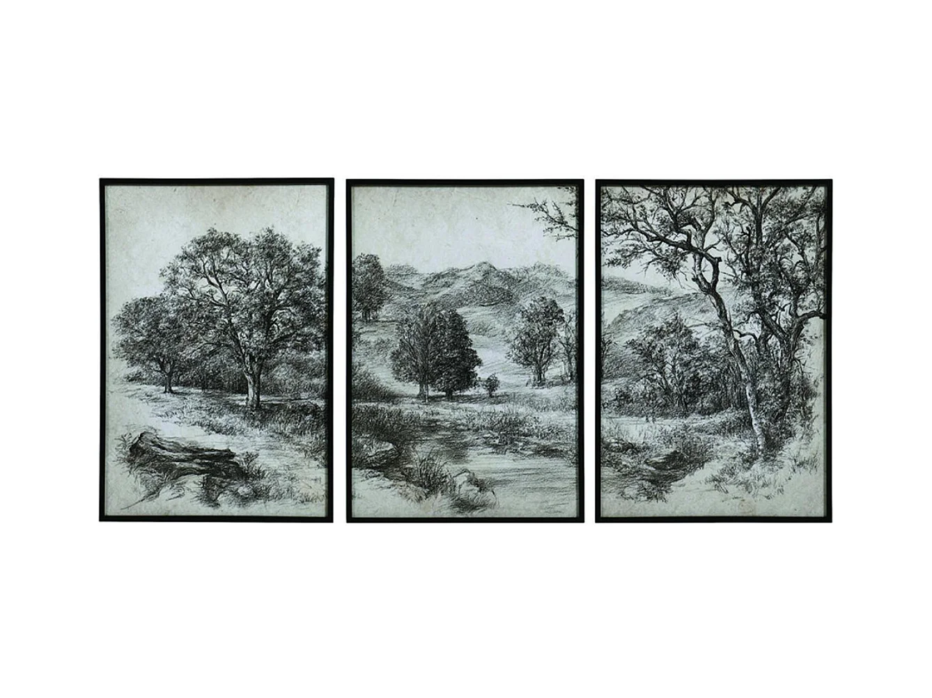 Triptyque toile de jouy Bois Multicolore - Classique Chic Interior's