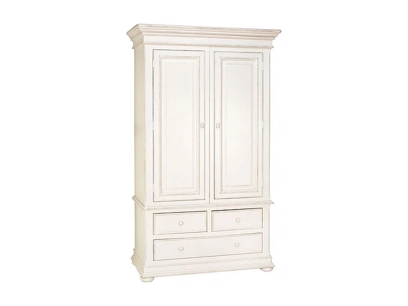 Armoire penderie blanche 2 portes 3 tiroirs MDF Blanc - Harmonie Interior's