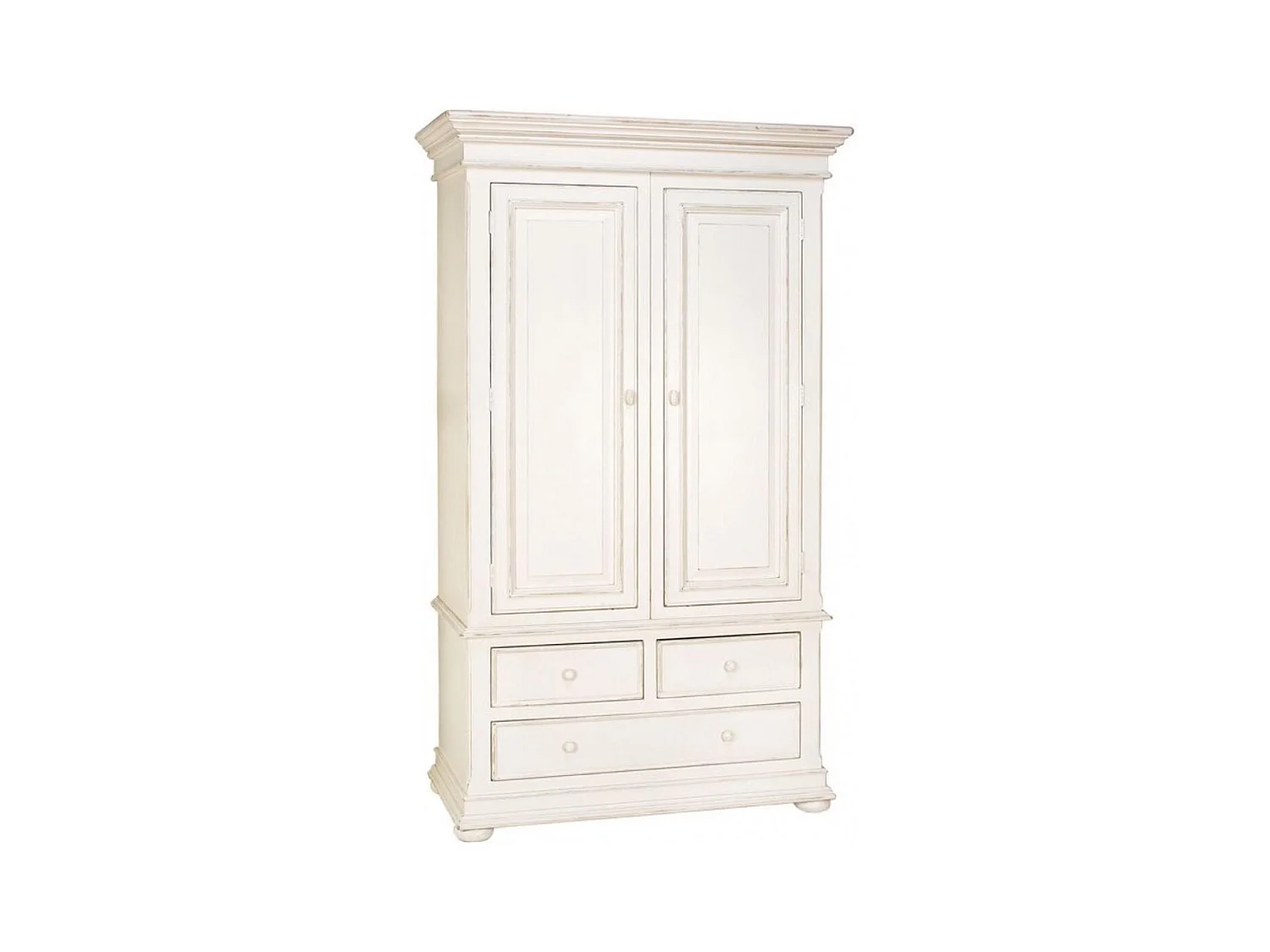 Armoire penderie blanche 2 portes 3 tiroirs MDF Blanc - Harmonie Interior's