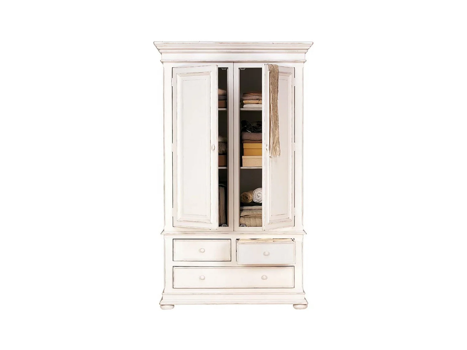Armoire penderie blanche 2 portes 3 tiroirs MDF Blanc - Harmonie Interior's