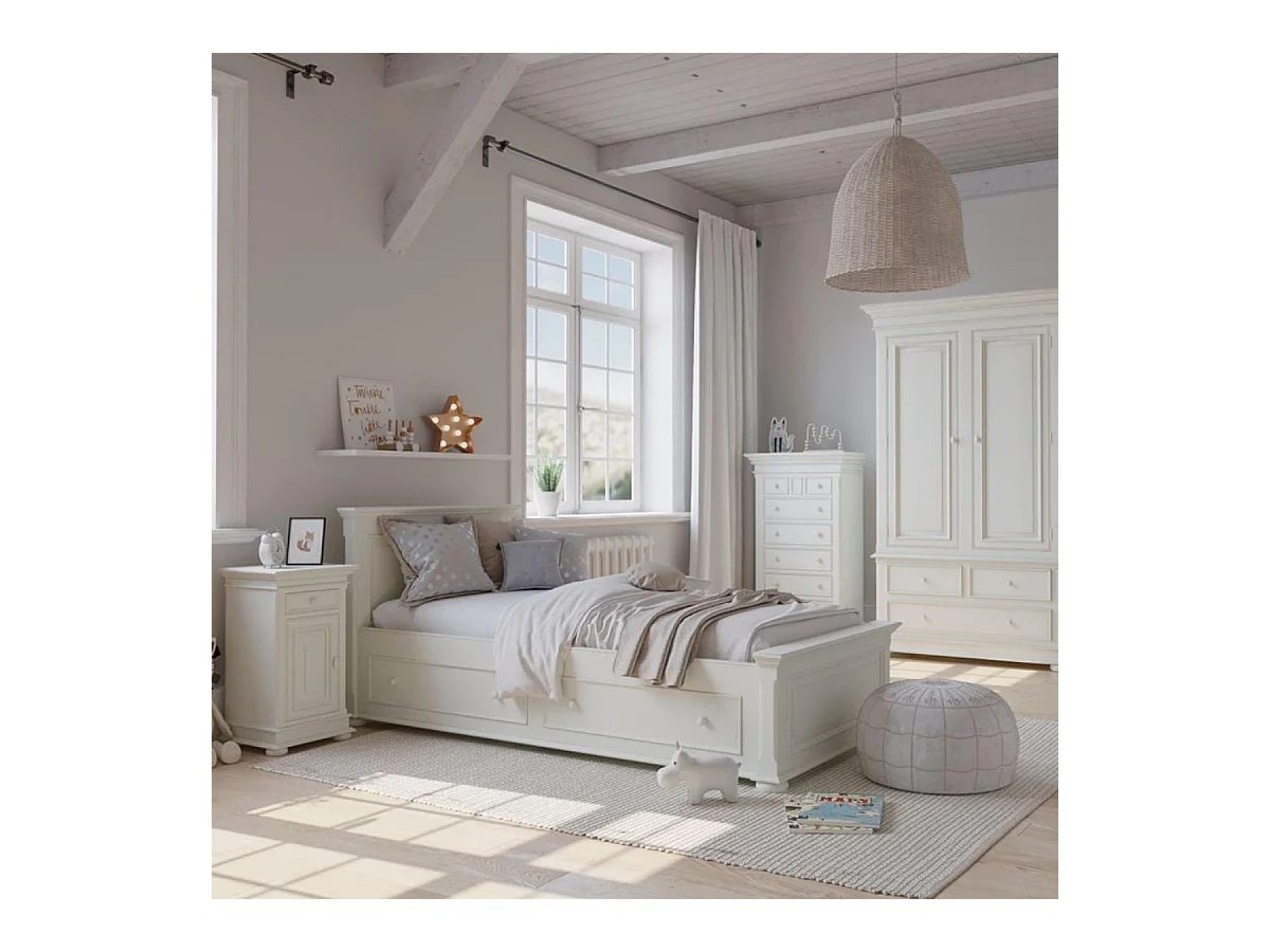 Armoire penderie blanche 2 portes 3 tiroirs MDF Blanc - Harmonie Interior's