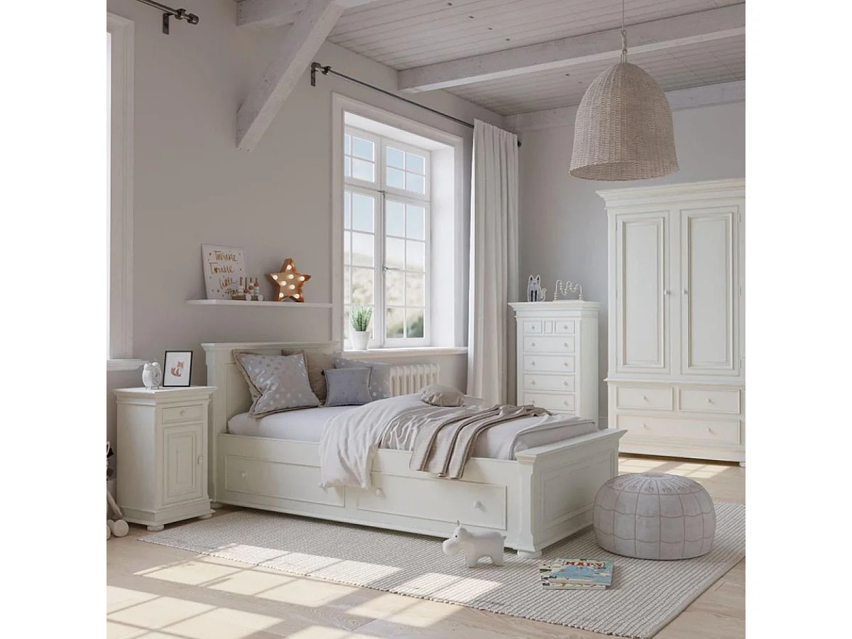 Armoire penderie blanche 2 portes 3 tiroirs MDF Blanc - Harmonie Interior's