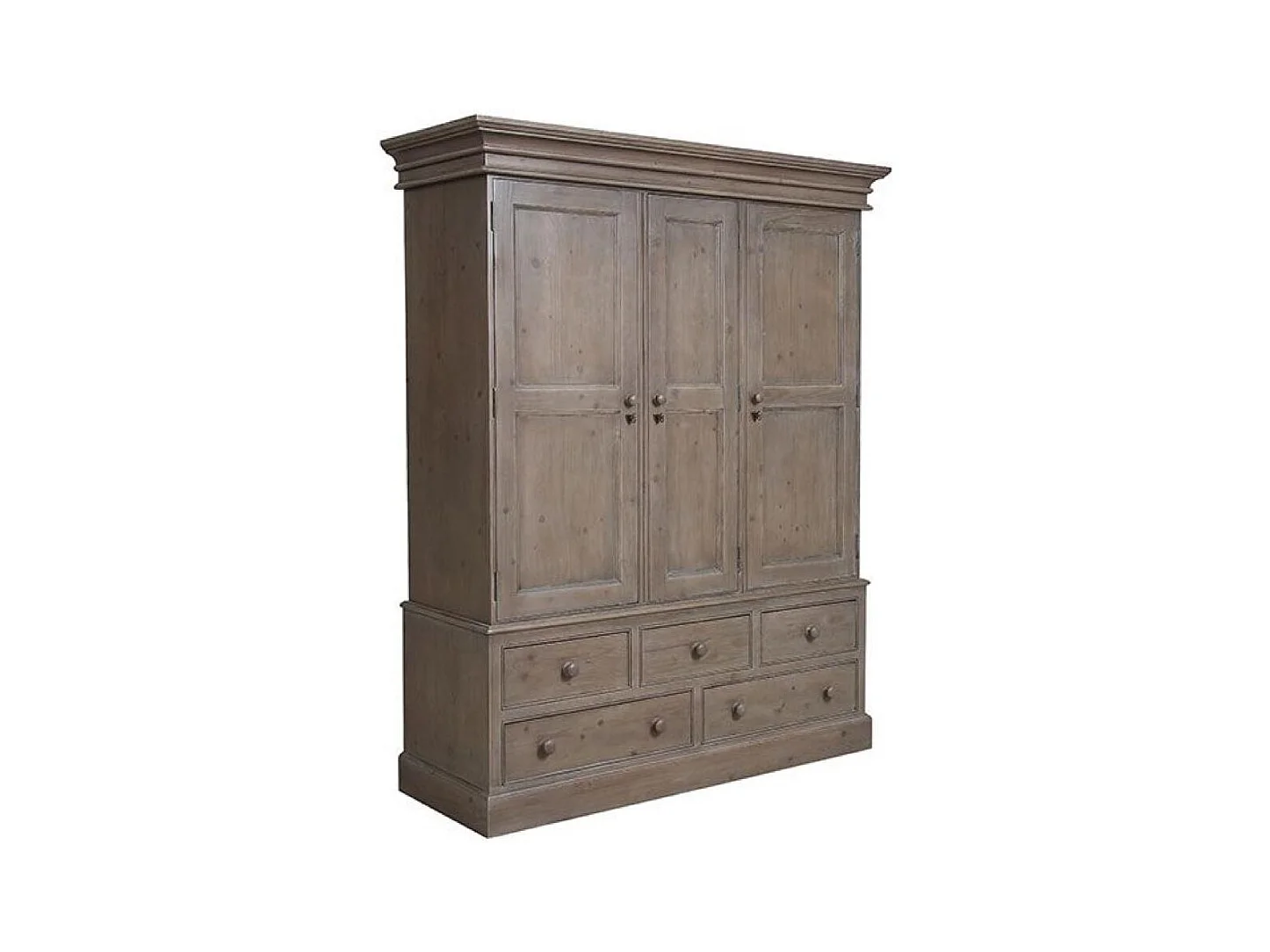 Armoire penderie 3 portes 5 tiroirs Bois Marron - Natural Interior's