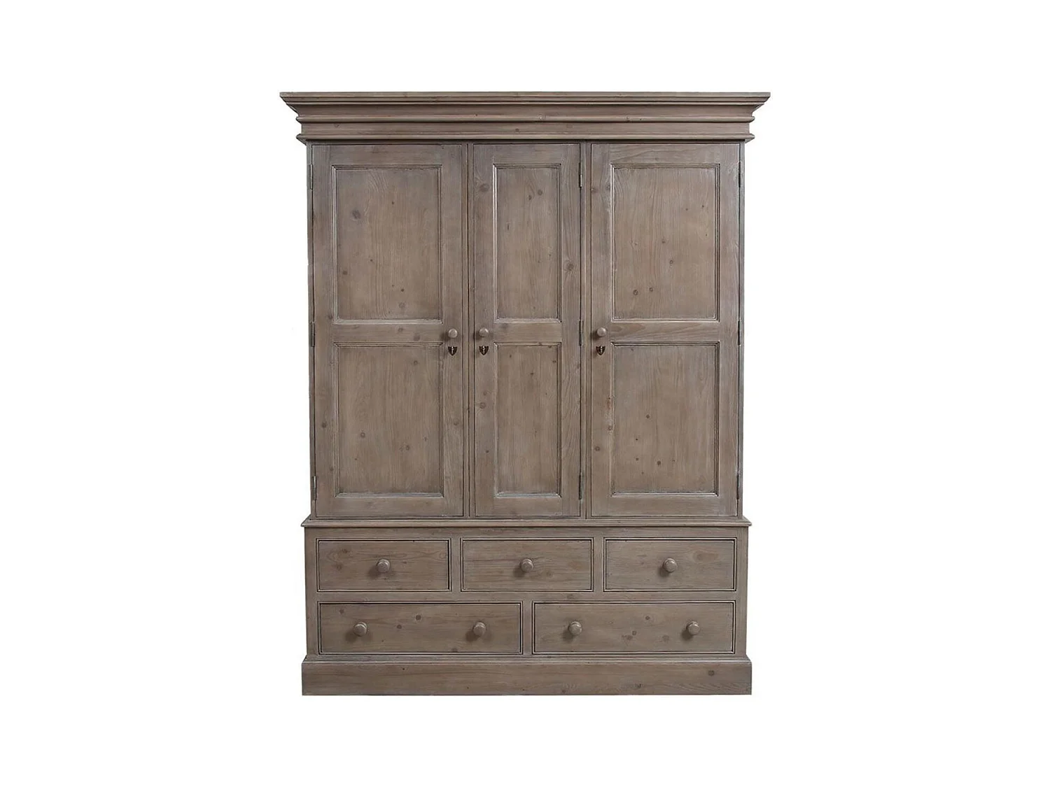 Armoire penderie 3 portes 5 tiroirs Bois Marron - Natural Interior's